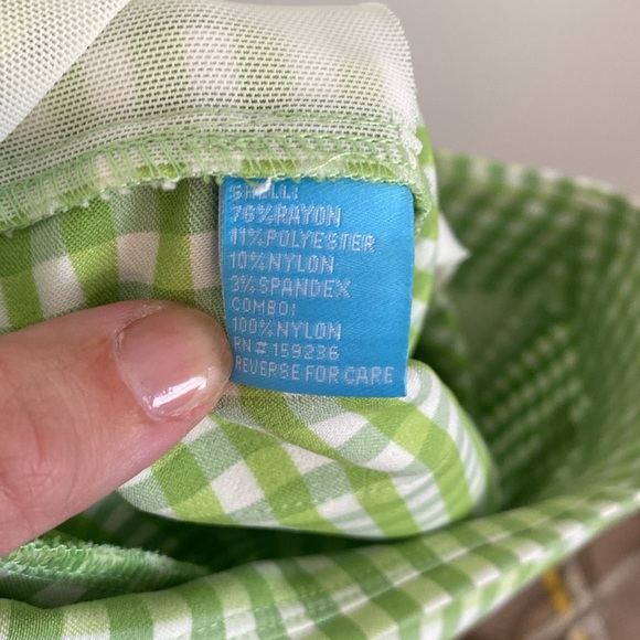J. McLaughlin Masie Pants Lime Green White Checkered Gingham Capri Pants size 4 - Picture 7 of 7